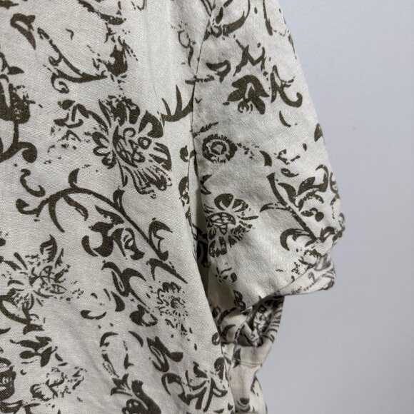 Cato Woman Floral Print Short Sleeve Top Size 26/28W Beige & Olive - Picture 6 of 8
